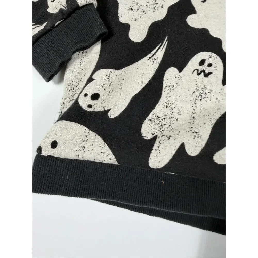H&M Ghost Print Sweatshirt Jogger Pants Set Black White Size 3-4